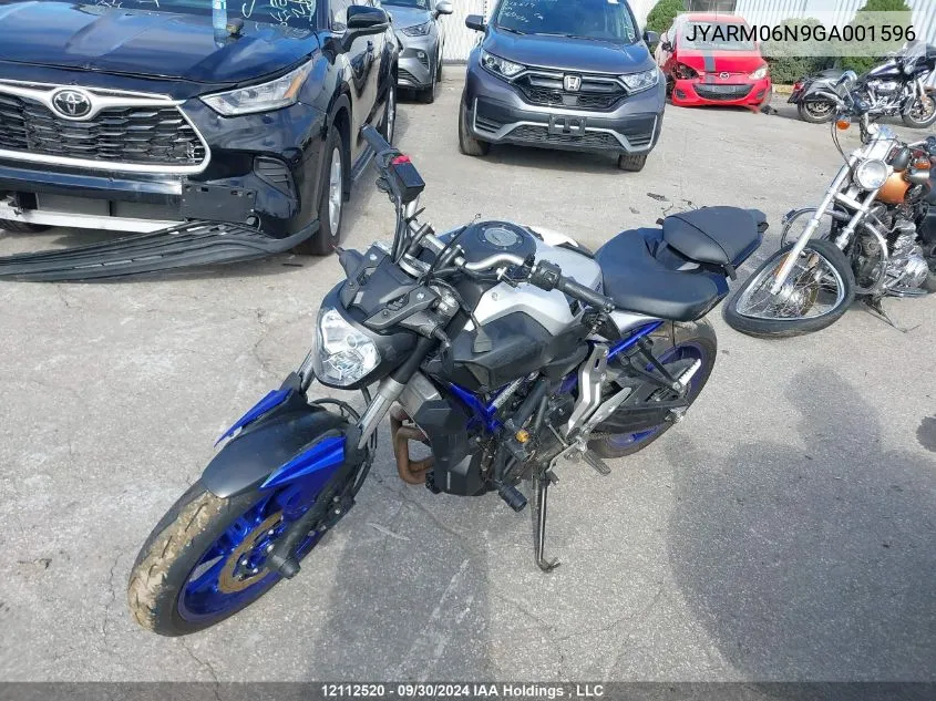 2016 Yamaha Fz07 VIN: JYARM06N9GA001596 Lot: 12112520