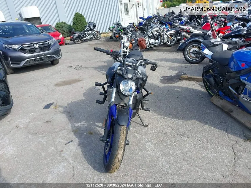 2016 Yamaha Fz07 VIN: JYARM06N9GA001596 Lot: 12112520