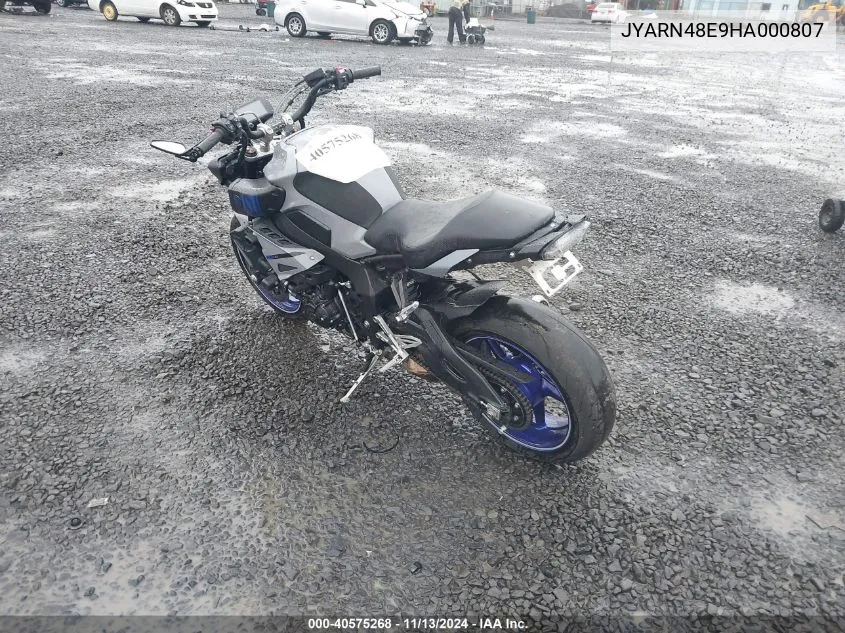 2017 Yamaha Fz10 VIN: JYARN48E9HA000807 Lot: 40575268