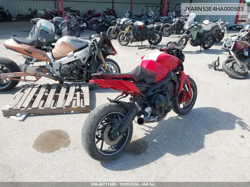 2017 Yamaha Fz09 VIN: JYARN53E4HA000503 Lot: 40711499