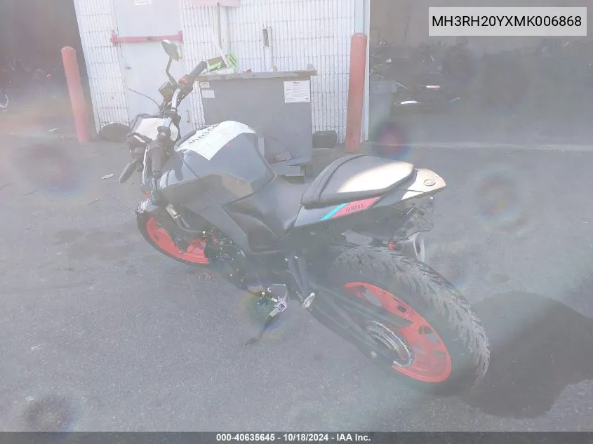 2021 Yamaha Mt-03 VIN: MH3RH20YXMK006868 Lot: 40635645