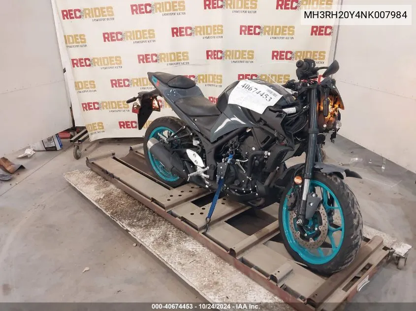 2022 Yamaha Mt-03 VIN: MH3RH20Y4NK007984 Lot: 40674453