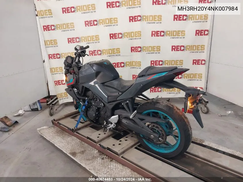 2022 Yamaha Mt-03 VIN: MH3RH20Y4NK007984 Lot: 40674453