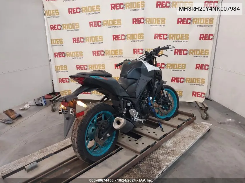 2022 Yamaha Mt-03 VIN: MH3RH20Y4NK007984 Lot: 40674453