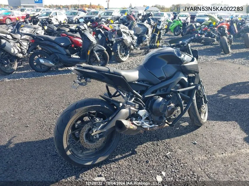 2019 Yamaha Mt09 VIN: JYARN53N5KA002283 Lot: 12120122