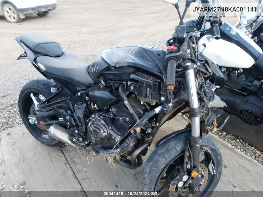 2019 Yamaha Mt07 VIN: JYARM27N8KA001141 Lot: 30041419