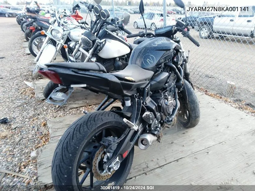 2019 Yamaha Mt07 VIN: JYARM27N8KA001141 Lot: 30041419