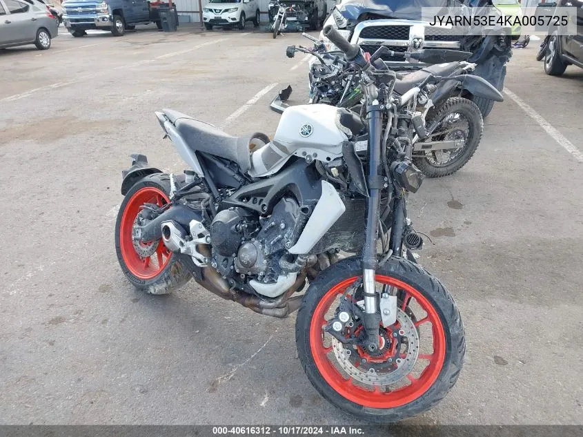 2019 Yamaha Mt09 VIN: JYARN53E4KA005725 Lot: 40616312