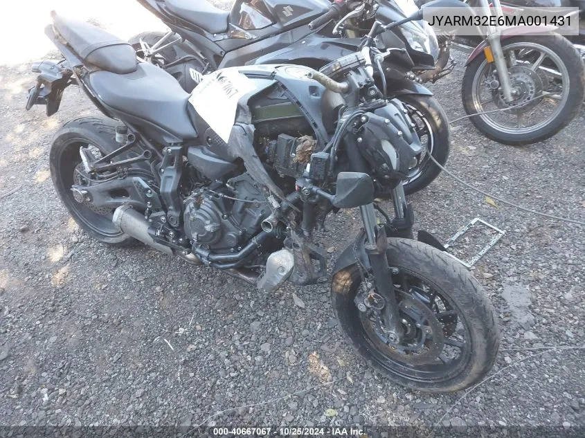 2021 Yamaha Mt07 VIN: JYARM32E6MA001431 Lot: 40667067