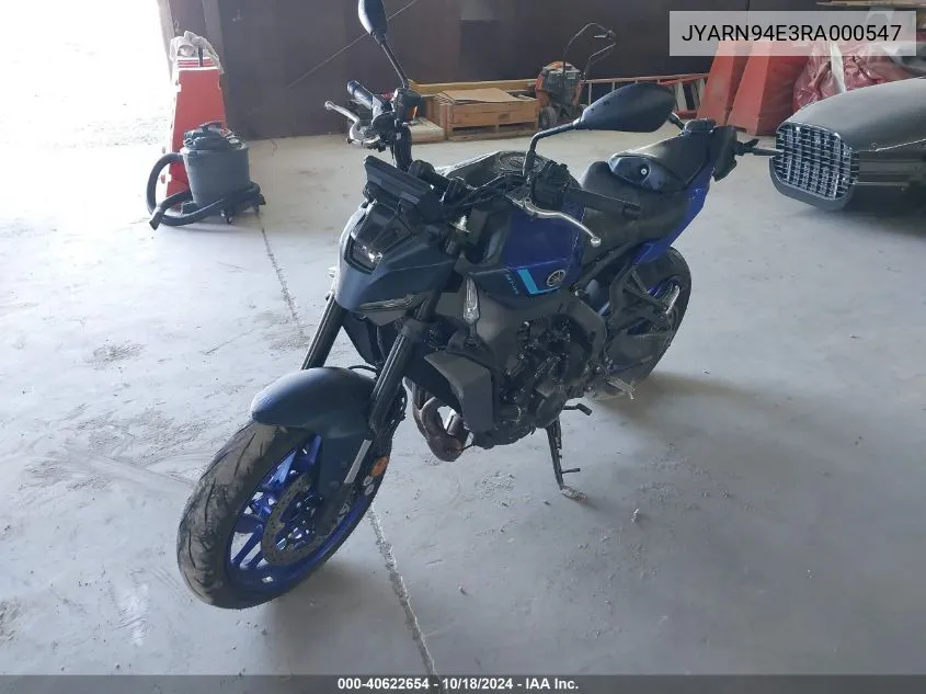 2024 Yamaha Mt09 VIN: JYARN94E3RA000547 Lot: 40622654