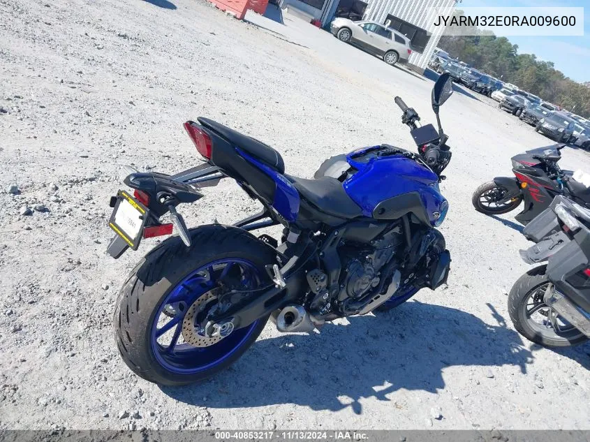 2024 Yamaha Mt07 VIN: JYARM32E0RA009600 Lot: 40853217