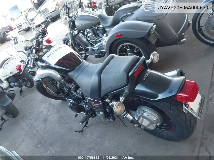 2006 Yamaha Vmx12 VIN: JYAVP20E06A000670 Lot: 40756682