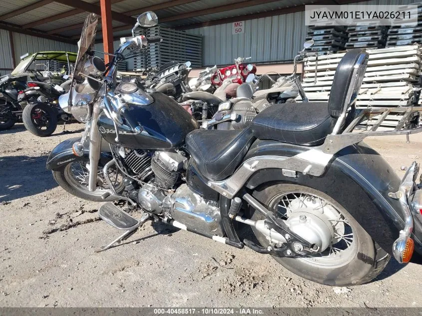 2000 Yamaha Xvs65 A VIN: JYAVM01E1YA026211 Lot: 40458517