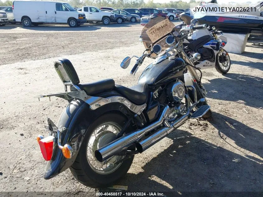 2000 Yamaha Xvs65 A VIN: JYAVM01E1YA026211 Lot: 40458517