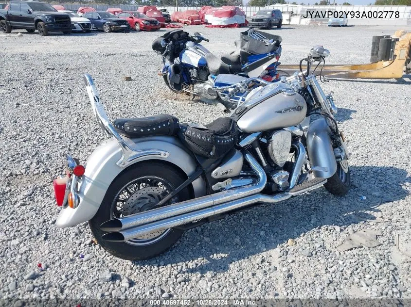 2003 Yamaha Xv1600 As VIN: JYAVP02Y93A002778 Lot: 40697452