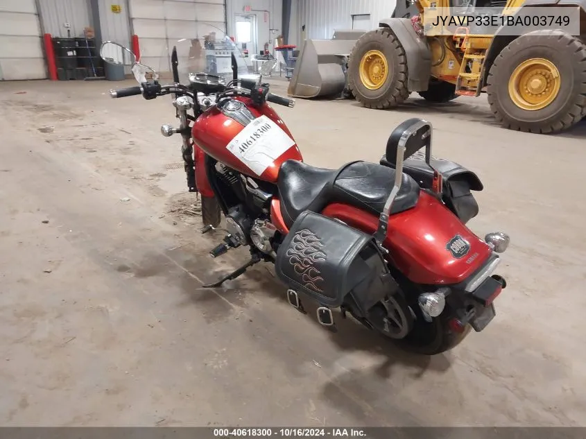 2011 Yamaha Xvs1300 Cu VIN: JYAVP33E1BA003749 Lot: 40618300