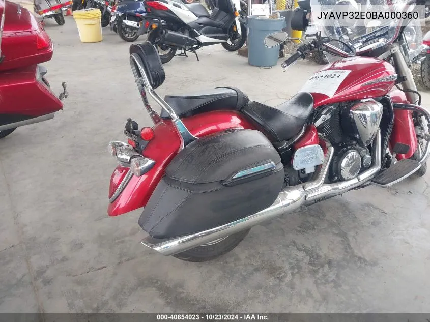 2011 Yamaha Xvs1300 Ct VIN: JYAVP32E0BA000360 Lot: 40654023