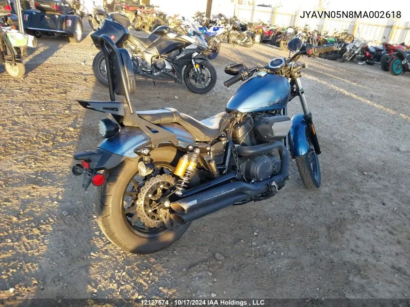 2021 Yamaha Xvs950 Cud VIN: JYAVN05N8MA002618 Lot: 12127574