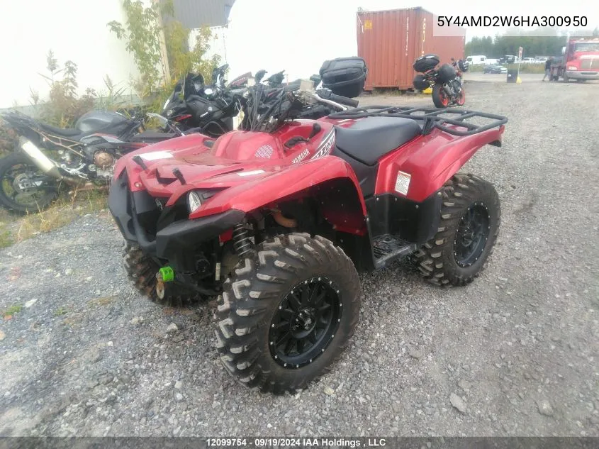 2017 Yamaha Yfm700 Fwad/Le VIN: 5Y4AMD2W6HA300950 Lot: 12099754