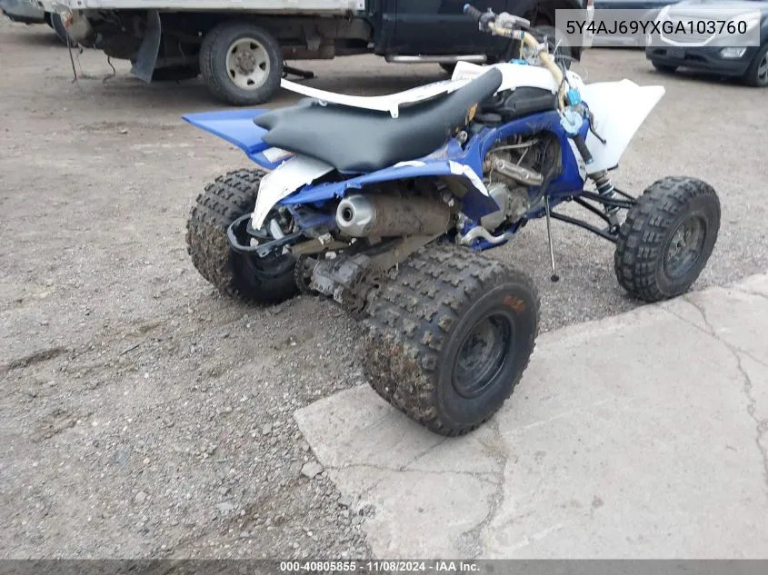 2016 Yamaha Yfz450 R VIN: 5Y4AJ69YXGA103760 Lot: 40805855