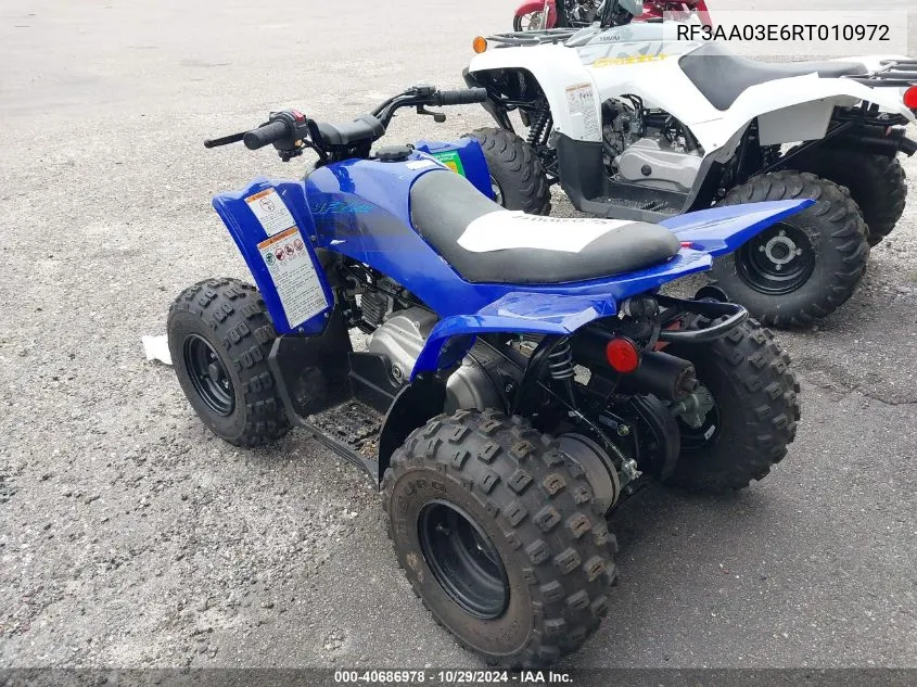 2024 Yamaha Yfz50 VIN: RF3AA03E6RT010972 Lot: 40686978