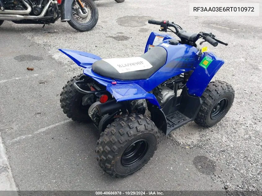 2024 Yamaha Yfz50 VIN: RF3AA03E6RT010972 Lot: 40686978