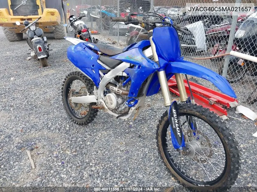 2021 Yamaha Yz250 F VIN: JYACG40C5MA021657 Lot: 40811558