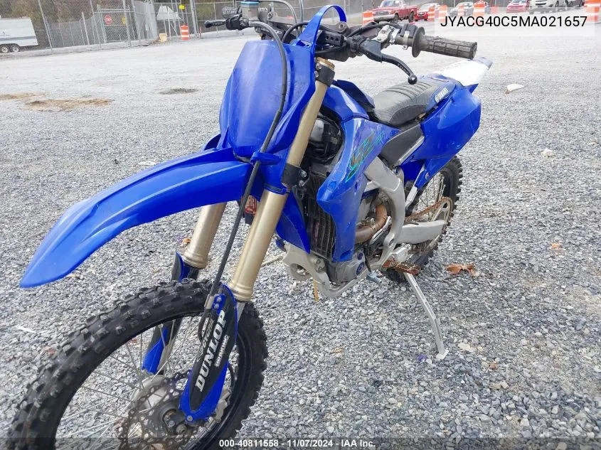 2021 Yamaha Yz250 F VIN: JYACG40C5MA021657 Lot: 40811558