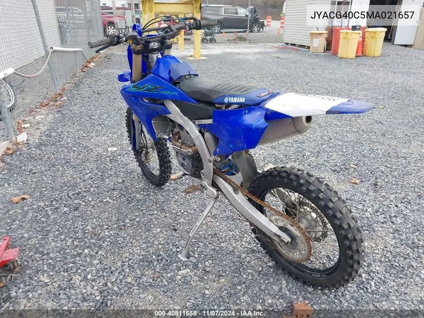 2021 Yamaha Yz250 F VIN: JYACG40C5MA021657 Lot: 40811558