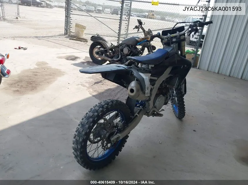 2019 Yamaha Yz450 F VIN: JYACJ23C6KA001593 Lot: 40615409