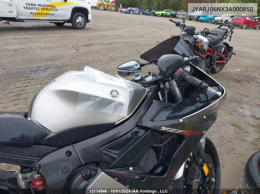 2003 Yamaha Yzfr6 Sb VIN: JYARJ06NX3A000850 Lot: 12114546