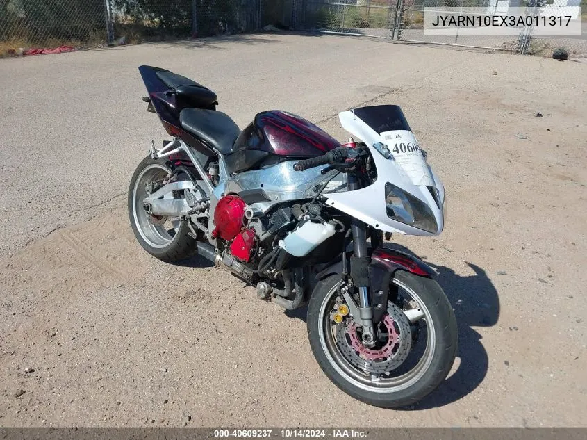 2003 Yamaha Yzfr1 VIN: JYARN10EX3A011317 Lot: 40609237