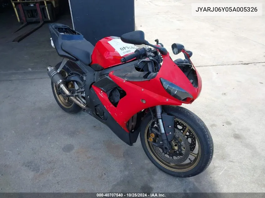 2005 Yamaha Yzfr6 L VIN: JYARJ06Y05A005326 Lot: 40707540