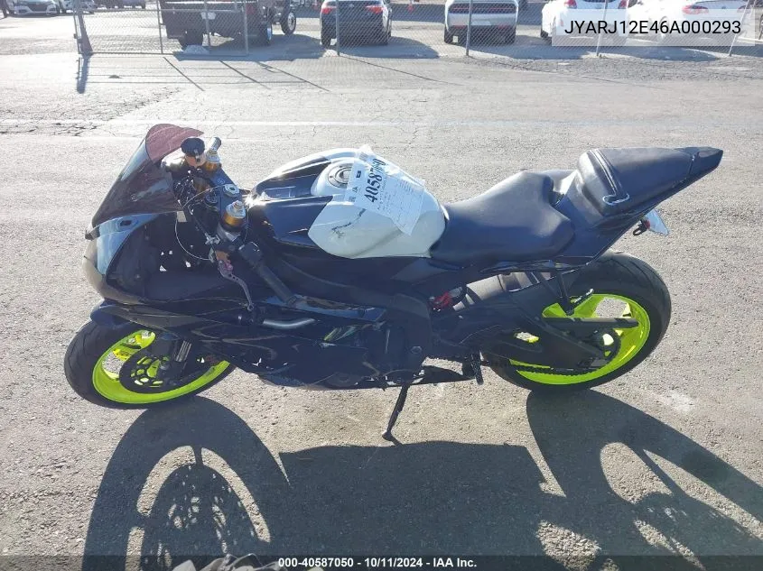 2006 Yamaha Yzfr6 L VIN: JYARJ12E46A000293 Lot: 40587050