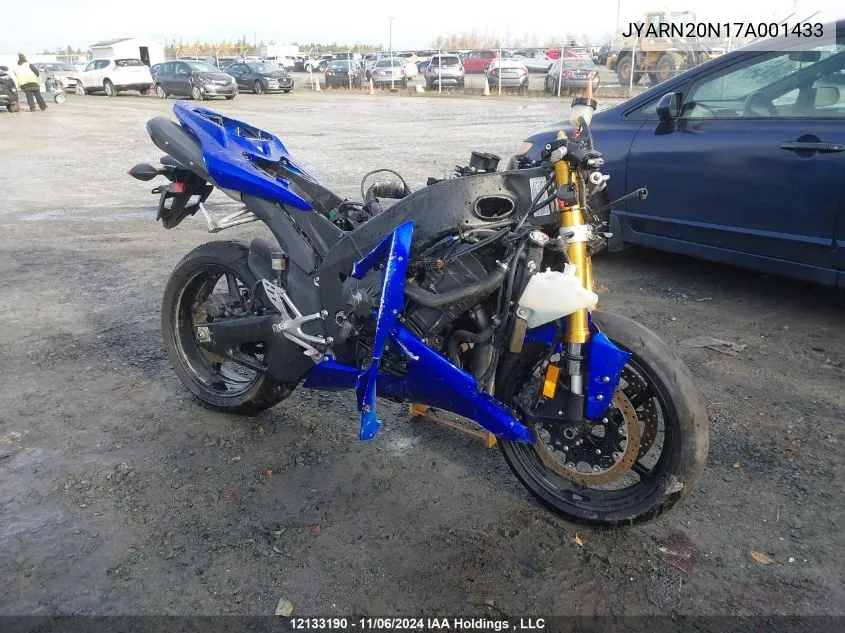 2007 Yamaha Yzfr1 VIN: JYARN20N17A001433 Lot: 12133190