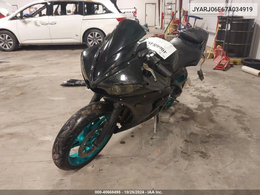 2007 Yamaha Yzfr6 S VIN: JYARJ06E67A034919 Lot: 40668495