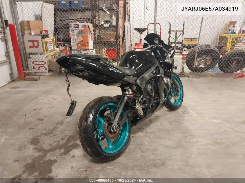 2007 Yamaha Yzfr6 S VIN: JYARJ06E67A034919 Lot: 40668495