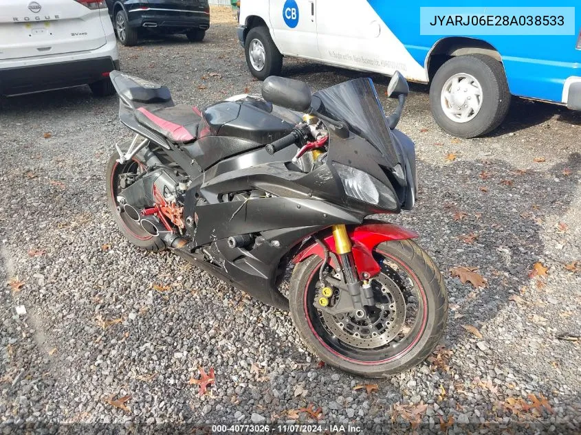 2008 Yamaha Yzfr6 S VIN: JYARJ06E28A038533 Lot: 40773026