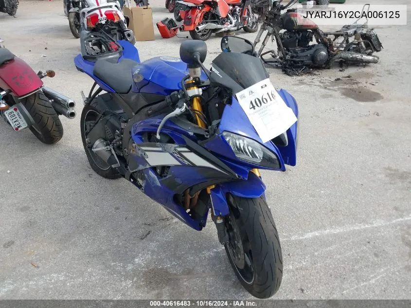 2012 Yamaha Yzfr6 C VIN: JYARJ16Y2CA006125 Lot: 40616483