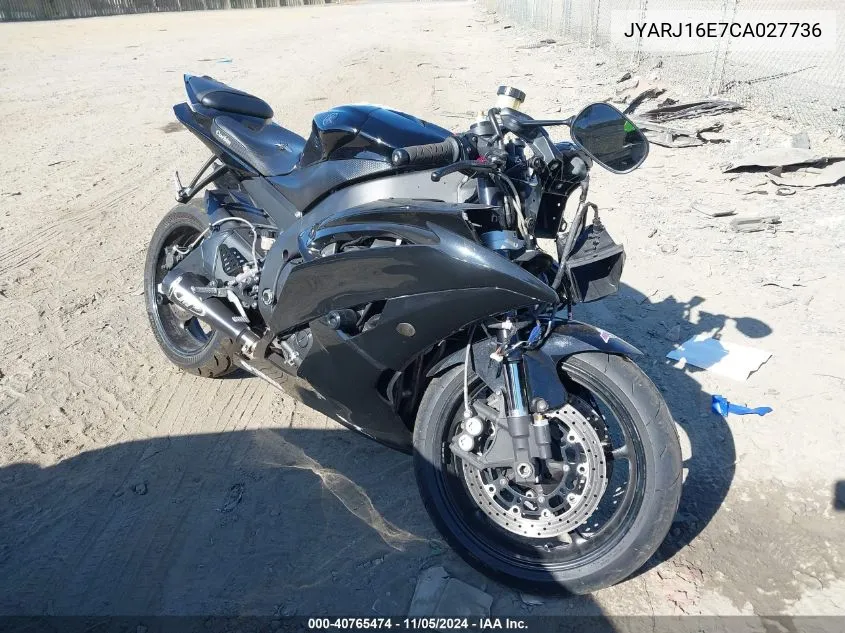 2012 Yamaha Yzfr6 VIN: JYARJ16E7CA027736 Lot: 40765474