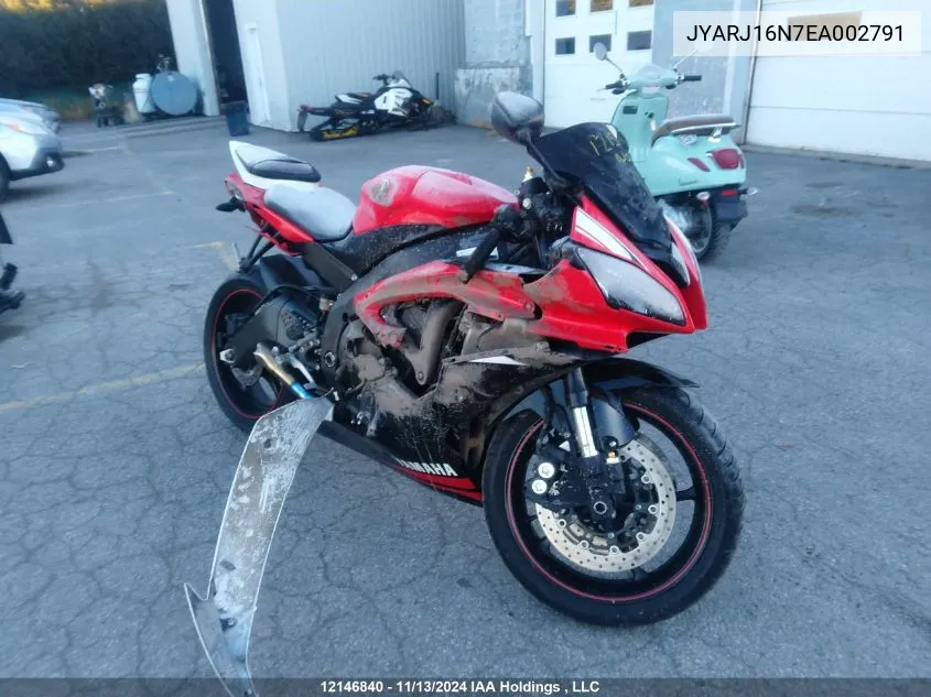 2014 Yamaha Yzfr6 VIN: JYARJ16N7EA002791 Lot: 12146840