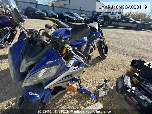 2016 Yamaha Yzf R6 VIN: JYARJ16N9GA003119 Lot: 20182410