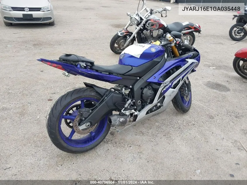 2016 Yamaha Yzfr6 VIN: JYARJ16E1GA035448 Lot: 40756504