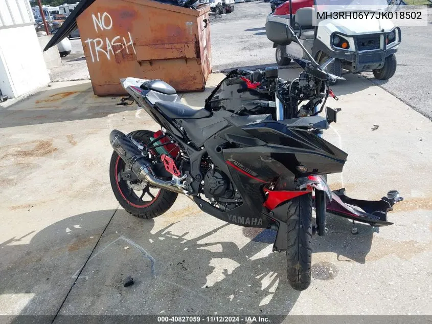 2018 Yamaha Yzfr3 VIN: MH3RH06Y7JK018502 Lot: 40827059