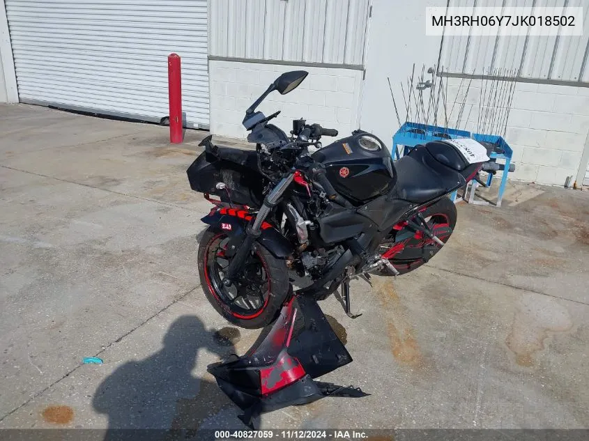 2018 Yamaha Yzfr3 VIN: MH3RH06Y7JK018502 Lot: 40827059