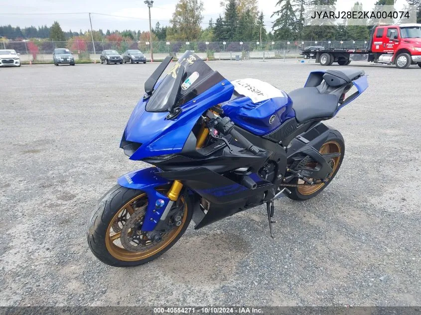 2019 Yamaha Yzfr6 VIN: JYARJ28E2KA004074 Lot: 40554271