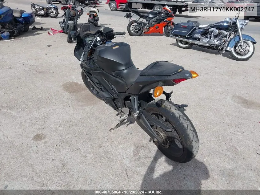 2019 Yamaha Yzfr3 VIN: MH3RH17Y6KK002247 Lot: 40705064