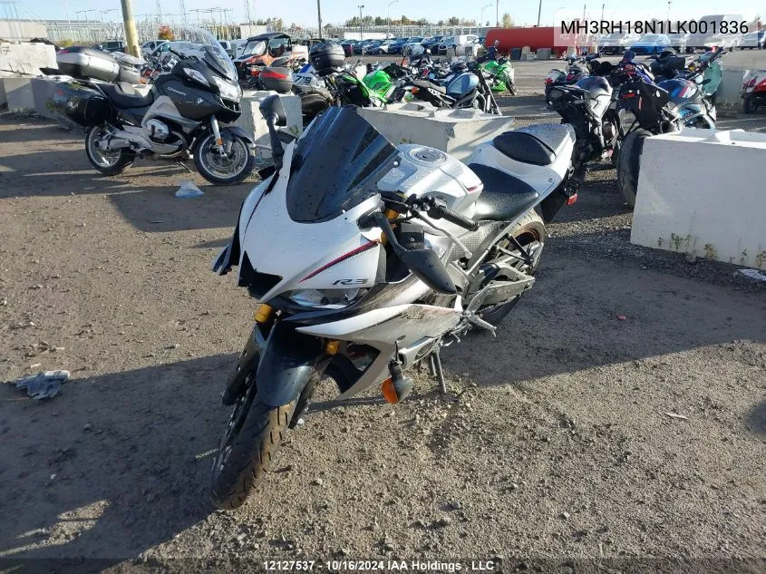 2020 Yamaha Yzfr3 A VIN: MH3RH18N1LK001836 Lot: 12127537