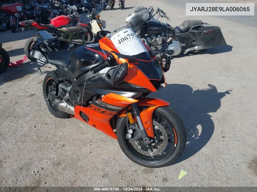 2020 Yamaha Yzfr6 VIN: JYARJ28E9LA006065 Lot: 40675786