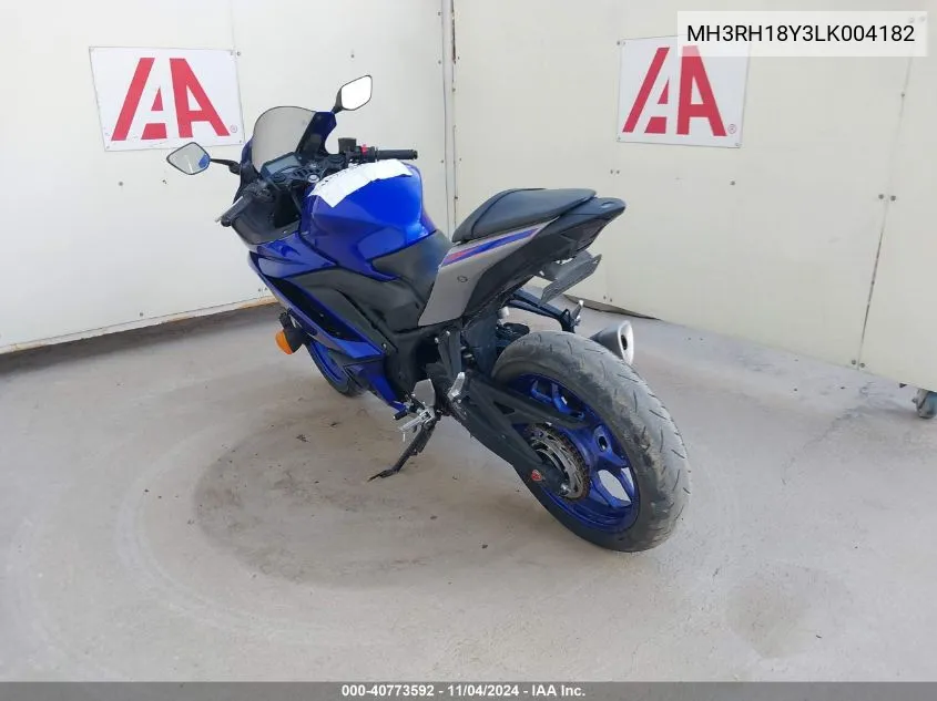 2020 Yamaha Yzfr3 A VIN: MH3RH18Y3LK004182 Lot: 40773592